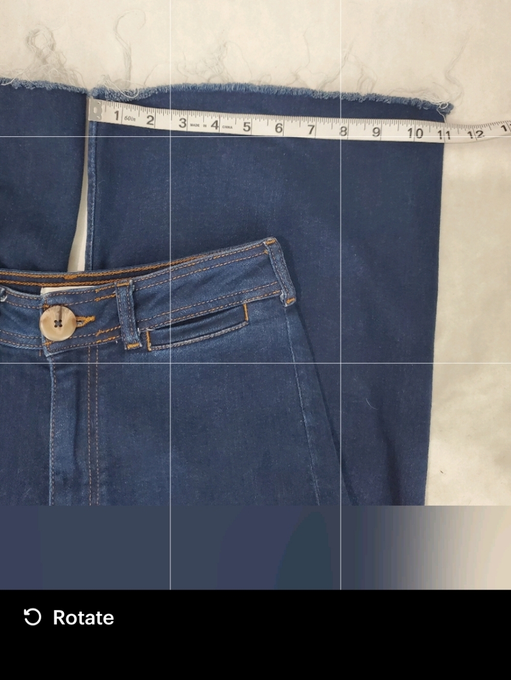 Maeve Dark Blue Wide-Leg Fringe Jeans - Picture 9 of 10